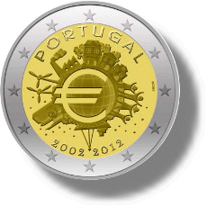 2012 Portugal Gemeinschaftsausgabe 10 Jahre Euro Bargeld